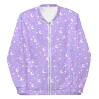 Starry Glitter Purple Unisex Bomber Jacket - Thumbnail 22