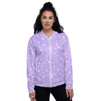 Starry Glitter Purple Unisex Bomber Jacket - Thumbnail 24