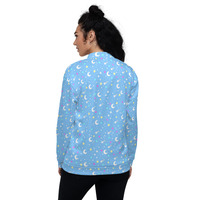 Starry Glitter Blue Unisex Bomber Jacket - Thumbnail 16