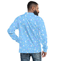 Starry Glitter Blue Unisex Bomber Jacket - Thumbnail 18