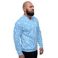 Starry Glitter Blue Unisex Bomber Jacket - Thumbnail 19