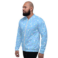 Starry Glitter Blue Unisex Bomber Jacket - Thumbnail 20