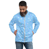 Starry Glitter Blue Unisex Bomber Jacket - Thumbnail 22