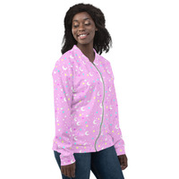 Starry Glitter Pink Unisex Bomber Jacket - Thumbnail 11