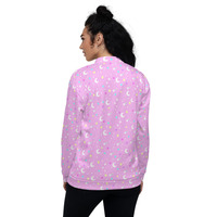 Starry Glitter Pink Unisex Bomber Jacket - Thumbnail 16