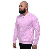 Starry Glitter Pink Unisex Bomber Jacket - Thumbnail 20