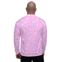 Starry Glitter Pink Unisex Bomber Jacket - Thumbnail 21