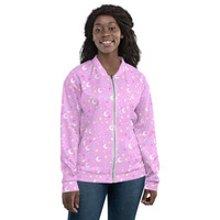 Starry Glitter Pink Unisex Bomber Jacket - Thumbnail 23