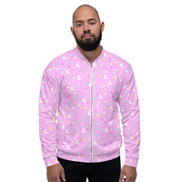 Starry Glitter Pink Unisex Bomber Jacket - Thumbnail 26