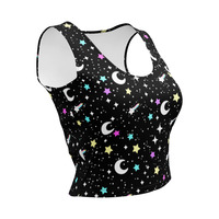 Starry Glitter Black Crop Top - Thumbnail 1