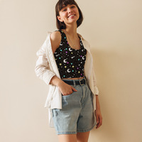 Starry Glitter Black Crop Top - Thumbnail 3