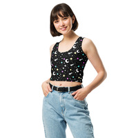 Starry Glitter Black Crop Top - Thumbnail 5