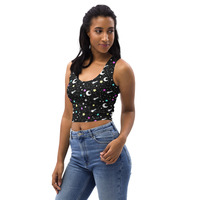 Starry Glitter Black Crop Top - Thumbnail 8