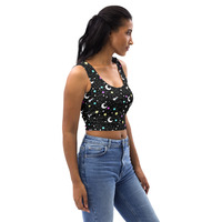 Starry Glitter Black Crop Top - Thumbnail 9