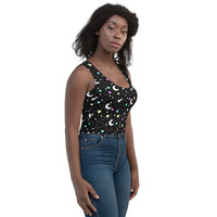 Starry Glitter Black Crop Top - Thumbnail 12