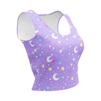 Starry Glitter Purple Crop Top - Thumbnail 1