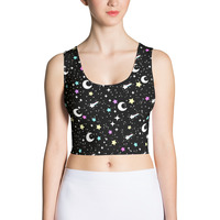 Starry Glitter Black Crop Top - Thumbnail 22