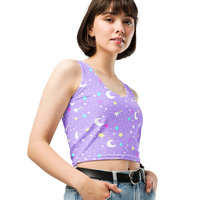 Starry Glitter Purple Crop Top - Thumbnail 4