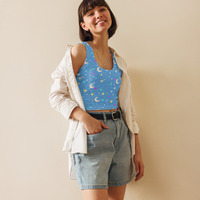 Starry Glitter Blue Crop Top - Thumbnail 3