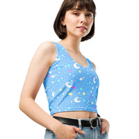 Starry Glitter Blue Crop Top - Thumbnail 4