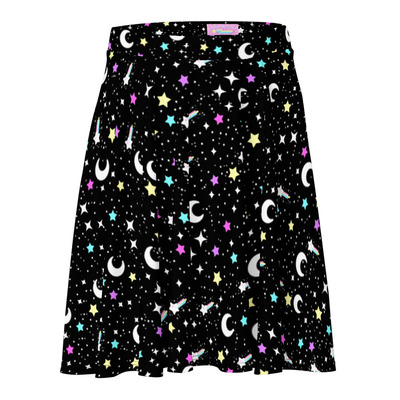 Starry Glitter Black Skater Skirt