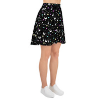 Starry Glitter Black Skater Skirt - Thumbnail 1