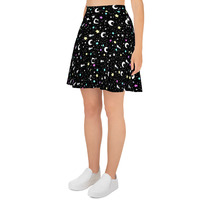 Starry Glitter Black Skater Skirt - Thumbnail 2