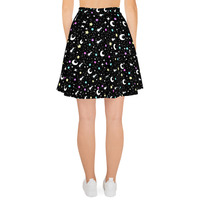 Starry Glitter Black Skater Skirt - Thumbnail 3