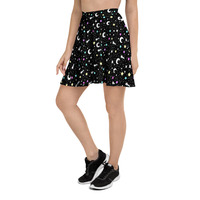 Starry Glitter Black Skater Skirt - Thumbnail 5