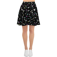 Starry Glitter Black Skater Skirt - Thumbnail 14