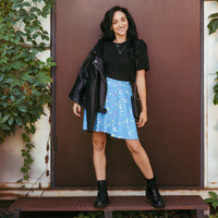 Starry Glitter Blue Skater Skirt - Thumbnail 10