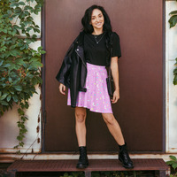 Starry Glitter Pink Skater Skirt - Thumbnail 10