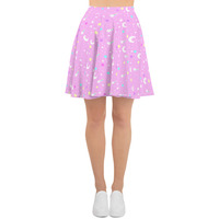 Starry Glitter Pink Skater Skirt - Thumbnail 14