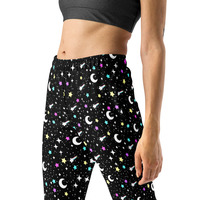 Starry Glitter Black Women's Joggers - Thumbnail 2