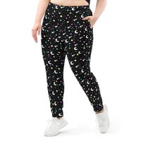 Starry Glitter Black Women's Joggers - Thumbnail 5