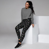 Starry Glitter Black Women's Joggers - Thumbnail 8