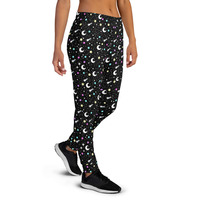 Starry Glitter Black Women's Joggers - Thumbnail 12