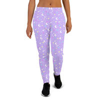 Starry Glitter Purple Women's Joggers - Thumbnail 10