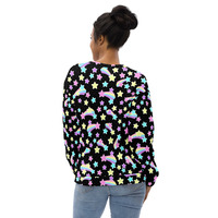 Starry Party Black Unisex Sweatshirt - Thumbnail 6