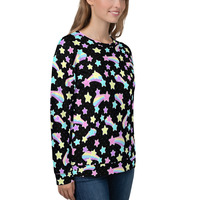 Starry Party Black Unisex Sweatshirt - Thumbnail 7