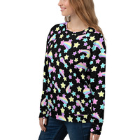Starry Party Black Unisex Sweatshirt - Thumbnail 8