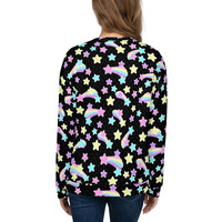 Starry Party Black Unisex Sweatshirt - Thumbnail 9