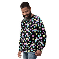 Starry Party Black Unisex Sweatshirt - Thumbnail 12