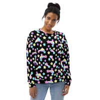 Starry Party Black Unisex Sweatshirt - Thumbnail 27