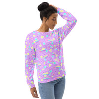 Starry Party Purple Unisex Sweatshirt - Thumbnail 4