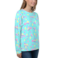Starry Party Blue Unisex Sweatshirt - Thumbnail 7