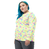 Starry Party Yellow Unisex Sweatshirt - Thumbnail 2