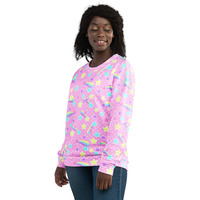 Starry Party Pink Unisex Sweatshirt - Thumbnail 1