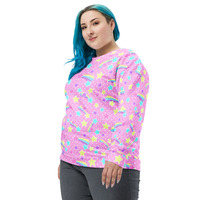 Starry Party Pink Unisex Sweatshirt - Thumbnail 2