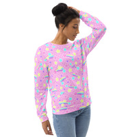 Starry Party Pink Unisex Sweatshirt - Thumbnail 3